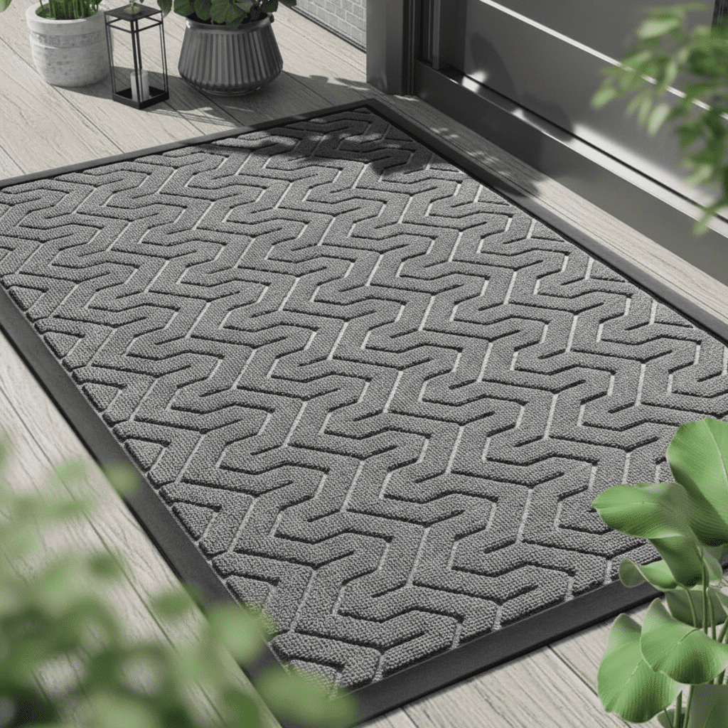 Heavy Duty Waterproof Non-Slip Rubber Doormat for Outdoor Entrance, Garage, Patio or Indoor Use, 29.5x17 Inches, Grey