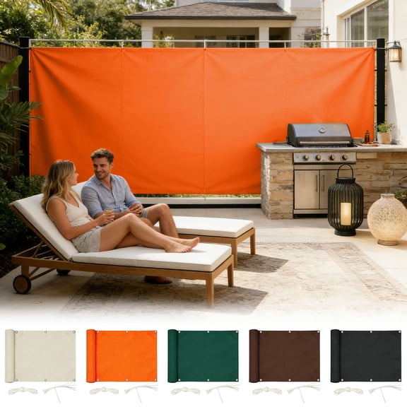 Heavy Duty Waterproof Oxford Fabric Sun Shade 118x79 Inch Outdoor Privacy Screen Weather Resistant Patio Balcony Wind Screen with Ropes & Zip Ties Green