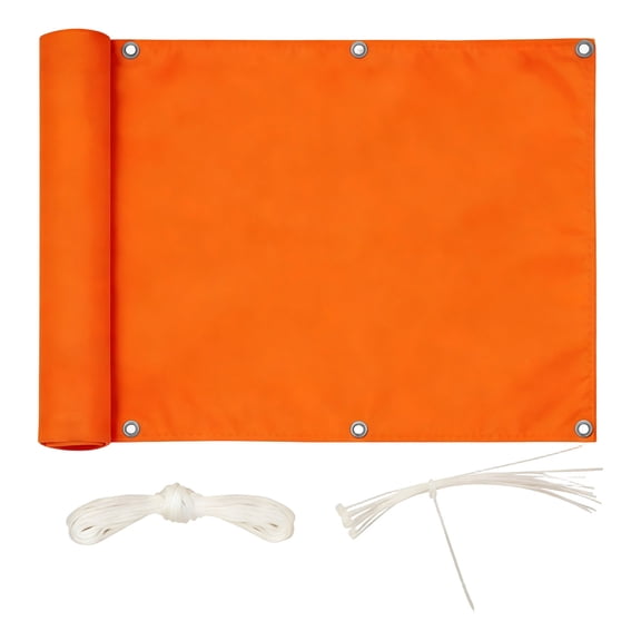 Heavy Duty Waterproof Oxford Fabric Sun Shade 118x79 Inch Outdoor Privacy Screen Weather Resistant Patio Balcony Wind Screen with Ropes & Zip Ties Orange