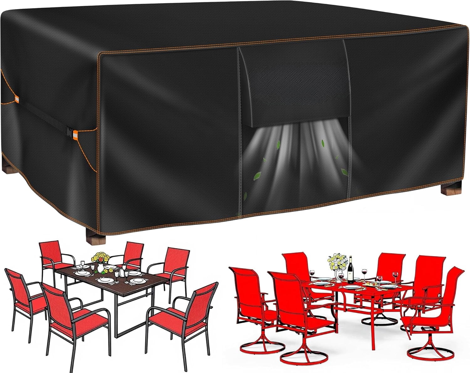 Heavy Duty Waterproof Rectangular Patio Furniture Set Cover Weatherproof Outdoor Sectional Sofa Couch Garden Dining Table Chair Protector