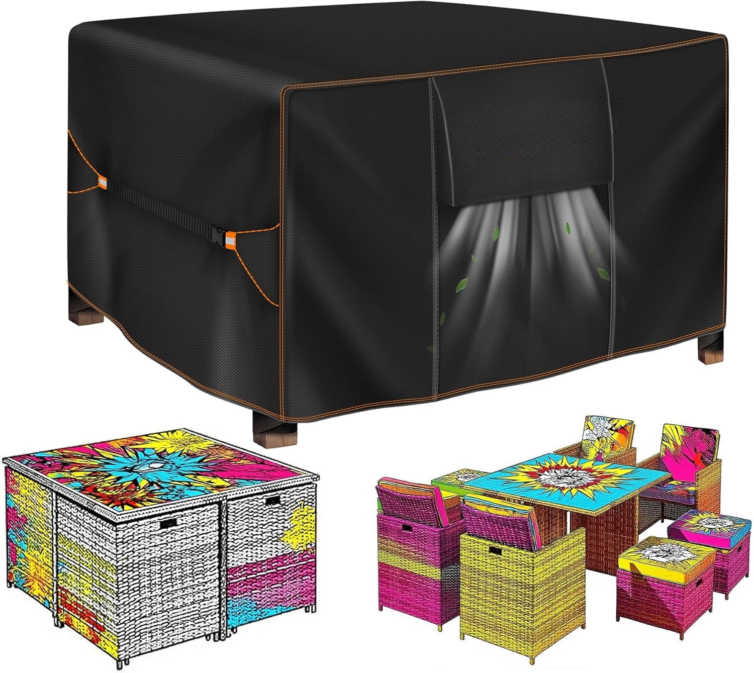 Heavy Duty Waterproof Rectangular Patio Furniture Set Cover Weatherproof Outdoor Sectional Sofa Couch Garden Dining Table Chair Protector