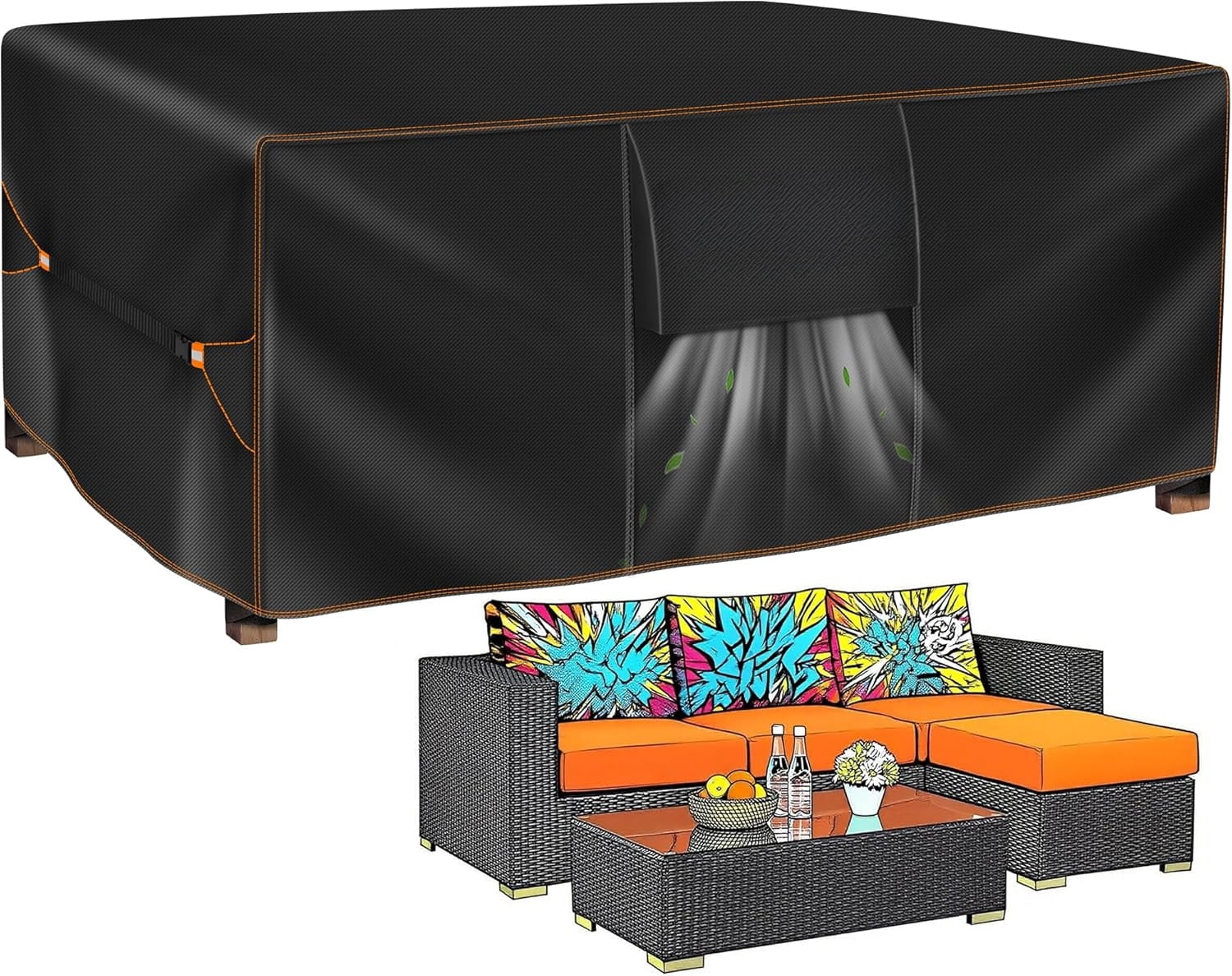 Heavy Duty Waterproof Rectangular Patio Furniture Set Cover Weatherproof Outdoor Sectional Sofa Couch Garden Dining Table Chair Protector
