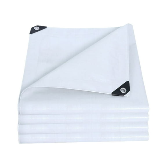 Heavy Duty Waterproof Tarp with Reinforced Edges & Rustproof Grommets - Large UV Resistant Outdoor Cover for Camping, Pool, Boat, Roof, Patio, Snow Emergency Protection, (White,200cmx200cm)