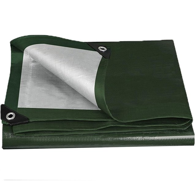 Heavy Duty Waterproof Tarps,PE Silver Green Tarp, Dustproof, AntiUV