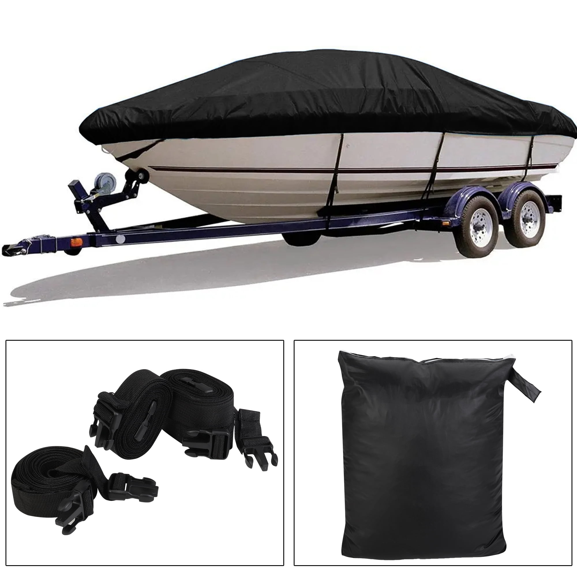 1200D Heavy-Duty V-Hull Boat Cover - Waterproof UV-Proof Cover For 17-19 Ft Boats, Beam Up To 96", Trailerable
