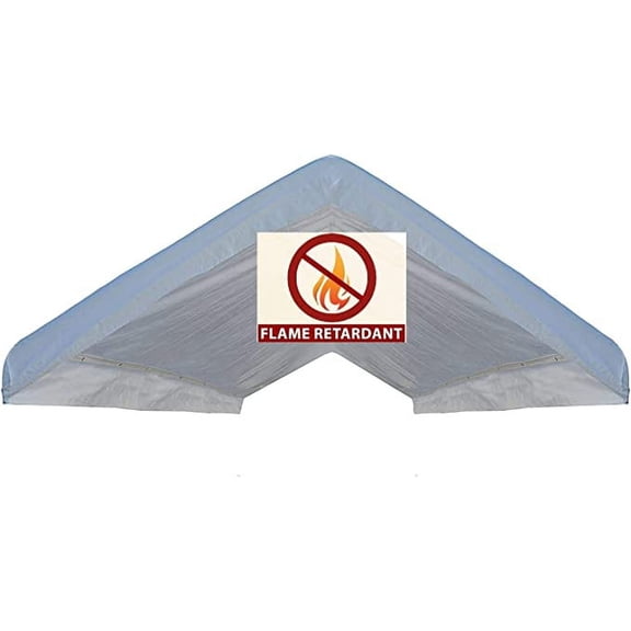 Heavy Duty Waterproof Valance Canopy Frame Top Cover, White, Fire Retardant (20' X 40')
