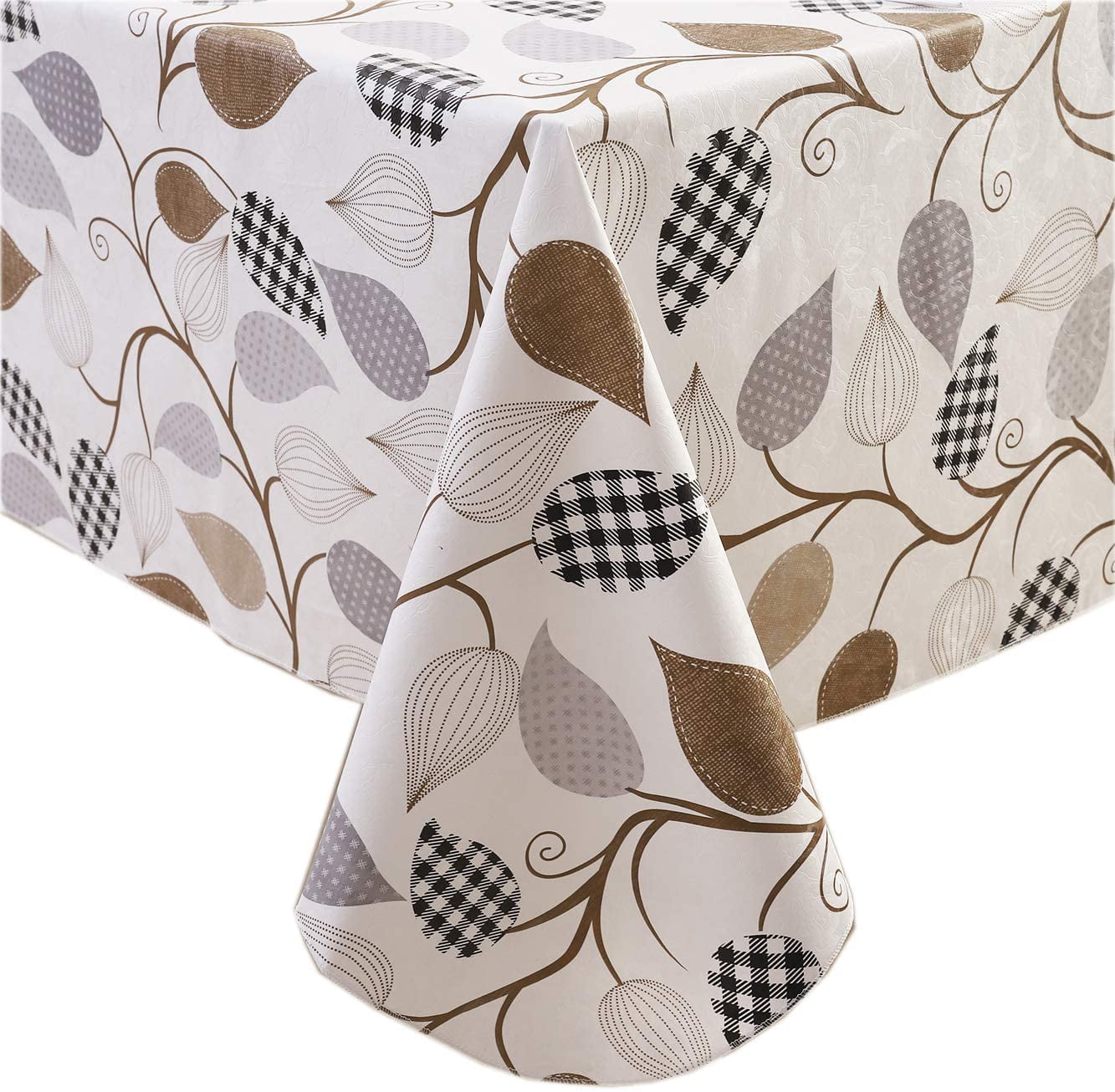 Heavy Duty Waterproof Vinyl Tablecloth with Flannel Backing, Oil-Proof ...