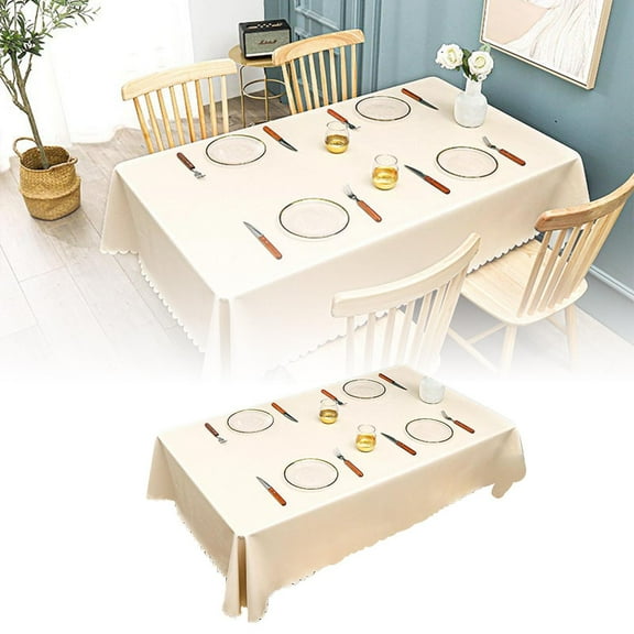 Heavy Duty Waterproof Tablecloth Rectangle Spill Proof Oil Resistant Stain Resistant PU Table Cover with Flannel Backing for Kitchen Dining Room Table Protection