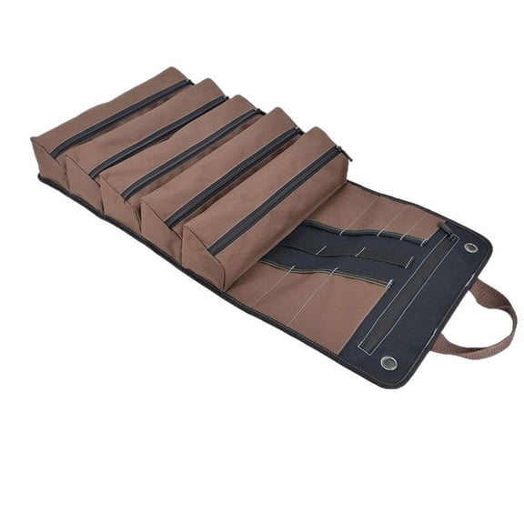 Heavy-Duty Waxed Canvas Tool Roll, 7-Pockets Tool Wrap Roll, 15L Tool Roll Bag, Large Roll Up Tool Bag For Mechanics.black