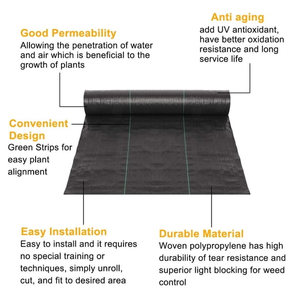 Heavy Duty Weed Block Fabric 6.5x300 FT, UV Resistant 3.7OZ Garden Mat for Yard, Vegetable Patch, Artificial Grass Underlay, Eco-Friendly Weed Barrier, Black