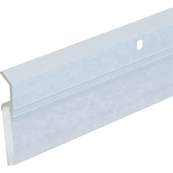 Randall Manufacturing White Aluminum Door Bottom Seal with Long Vinyl Door Sweep Brush, Water Stripper, 4 ft