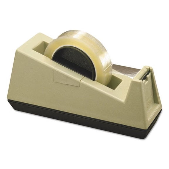 Heavy-Duty Weighted Desktop Tape Dispenser, 3" Core, Plastic, Putty/brown | Bundle of 5 Each