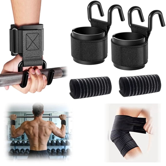 Heavy-Duty Weightlifting Hooks, Elbow & Wrist Support, Adjustable Straps for Extreme Strength Training