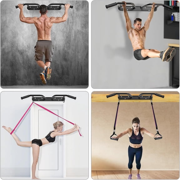 Heavy Duty Welded Pull Up Bar, Versatile Doorway Wall Mount, Joist Mounted, and Ceiling Mounted Chin Up Bars, Thick Metal Sturdy Construction for Full Body Workouts Support 500 lbs