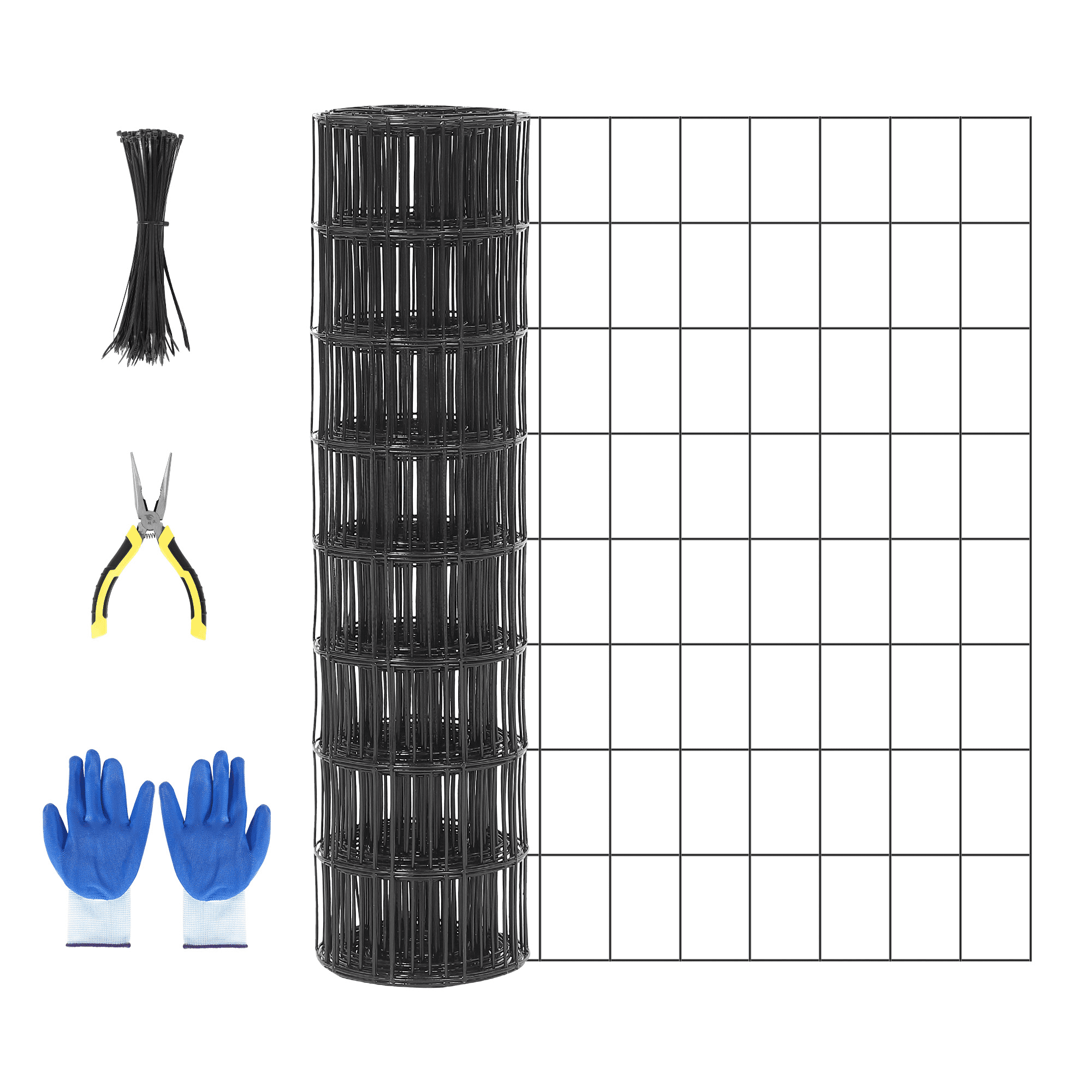 Heavy Duty Welded Wire Mesh Fence – 24"x60' Roll, 2"x3" 16GA PVC Coated – Hardware Cloth for Garden Borders, Coops & Pet Protection – with Cutting Pliers & Gloves