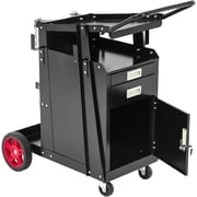 Heavy-Duty Welding Cart with Lockable Cabinet Drawers 220 lbs Capacity Rolling Steel Organizer for MIG/TIG Welders Plasma Cutters Gas Tank Holder Safety Chains