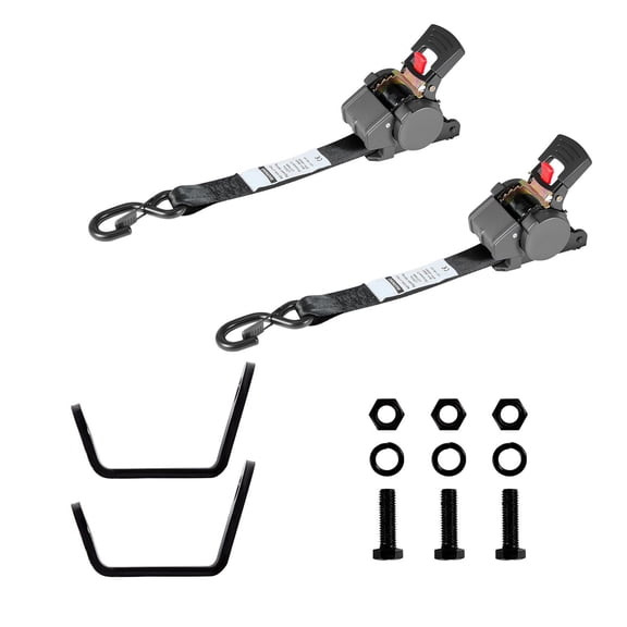 Heavy Duty Wheel Chock Tie Down Kit 1649 Lbs Break Strength 550 Lbs Working Load with S Hooks for Motorcycle Trailer Boat Snowmobile