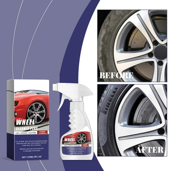 Heavy Duty Wheel Cleaner for Cars Brake Dust Remover, Safe for Alloy Steel Aluminum Coated PVD Painted Wheels, Non-Acid Formula with Color Changing Action