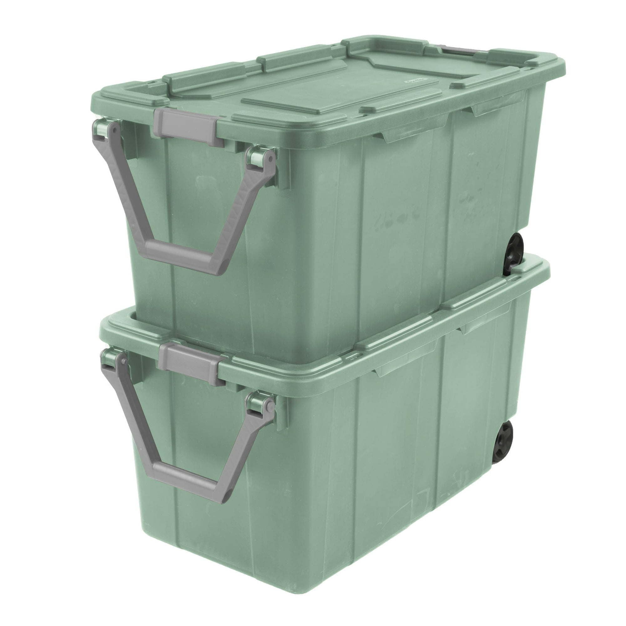 Heavy Duty Wheeled Plastic Storage Container with Lid and Handle ...