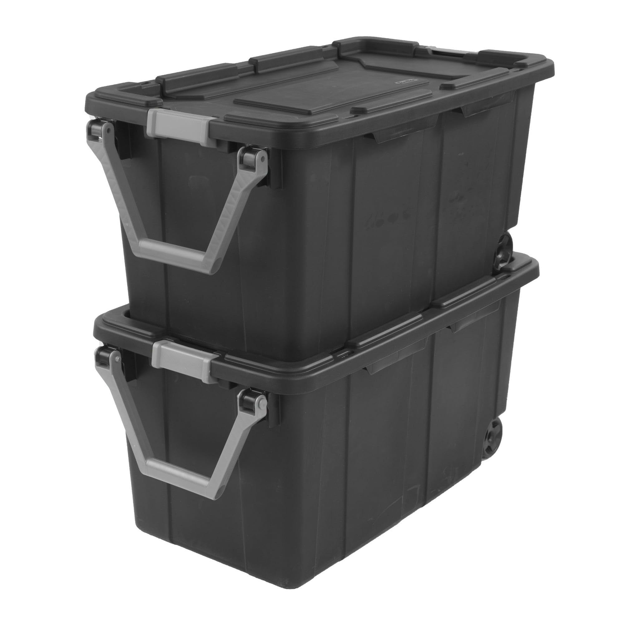 Heavy Duty Wheeled Plastic Storage Container with Lid and Handle ...