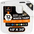 thumbnail image 1 of Heavy Duty White Poly Tarp 10' x 30' Multipurpose Protective Cover - Durable, Waterproof, Weather Proof, Rip and Tear Resistant - Extra Thick 12 Mil Polyethylene - by Xpose Safety, 1 of 9