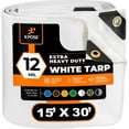 thumbnail image 1 of Heavy Duty White Poly Tarp 15' x 30' Multipurpose Protective Cover - Durable, Waterproof, Weather Proof, Rip and Tear Resistant - Extra Thick 12 Mil Polyethylene - by Xpose Safety, 1 of 9