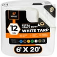thumbnail image 1 of Heavy Duty White Poly Tarp 6' x 20' Multipurpose Protective Cover - Durable, Waterproof, Weather Proof, Rip and Tear Resistant - Extra Thick 12 Mil Polyethylene - by Xpose Safety, 1 of 9