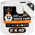 thumbnail image 1 of Heavy Duty White Poly Tarp 6' x 40' - Multipurpose Protective Cover - Durable, Waterproof, Weather Proof, Rip and Tear Resistant - Extra Thick 12 Mil Polyethylene - by Xpose Safety, 1 of 9