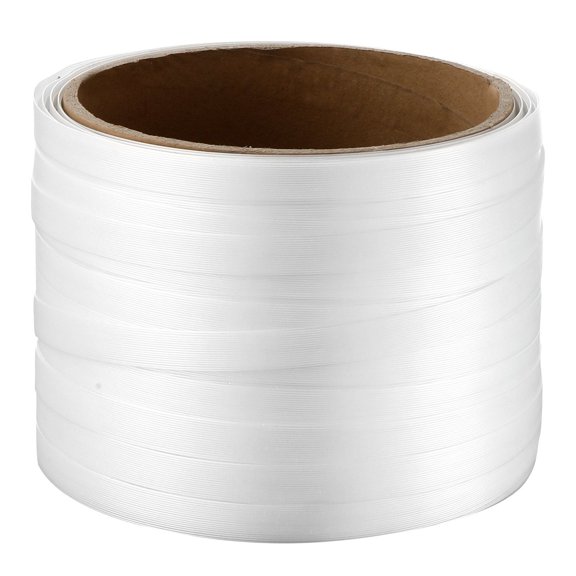 Heavy Duty White Woven Cord Strapping Roll 330 Feet Length 0.75 Inch Width 0.03 Inch Thickness 1763 Lbs Break Strength Pallet Banding Coil Portable Packing Straps