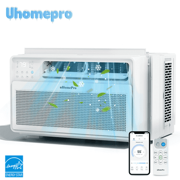 8,000 BTU Window Air Conditioner 4 Mode - Cools up to 380 Sq. Ft, 15-CEER, Energy Saving 38%, Uhomepro Air Conditioners w/ Washable Filter & Adjustable Window Fit