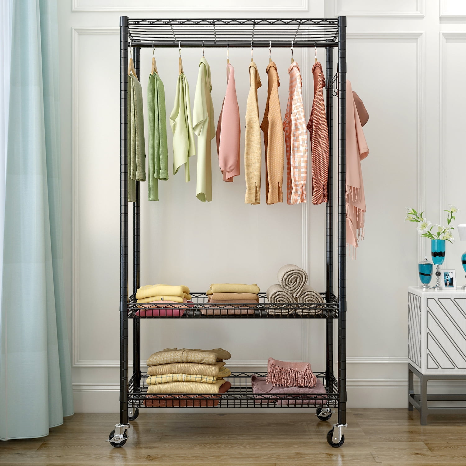 Heavy Duty Wire Garment Rack Closet Organizer - Portable Metal Clothes ...