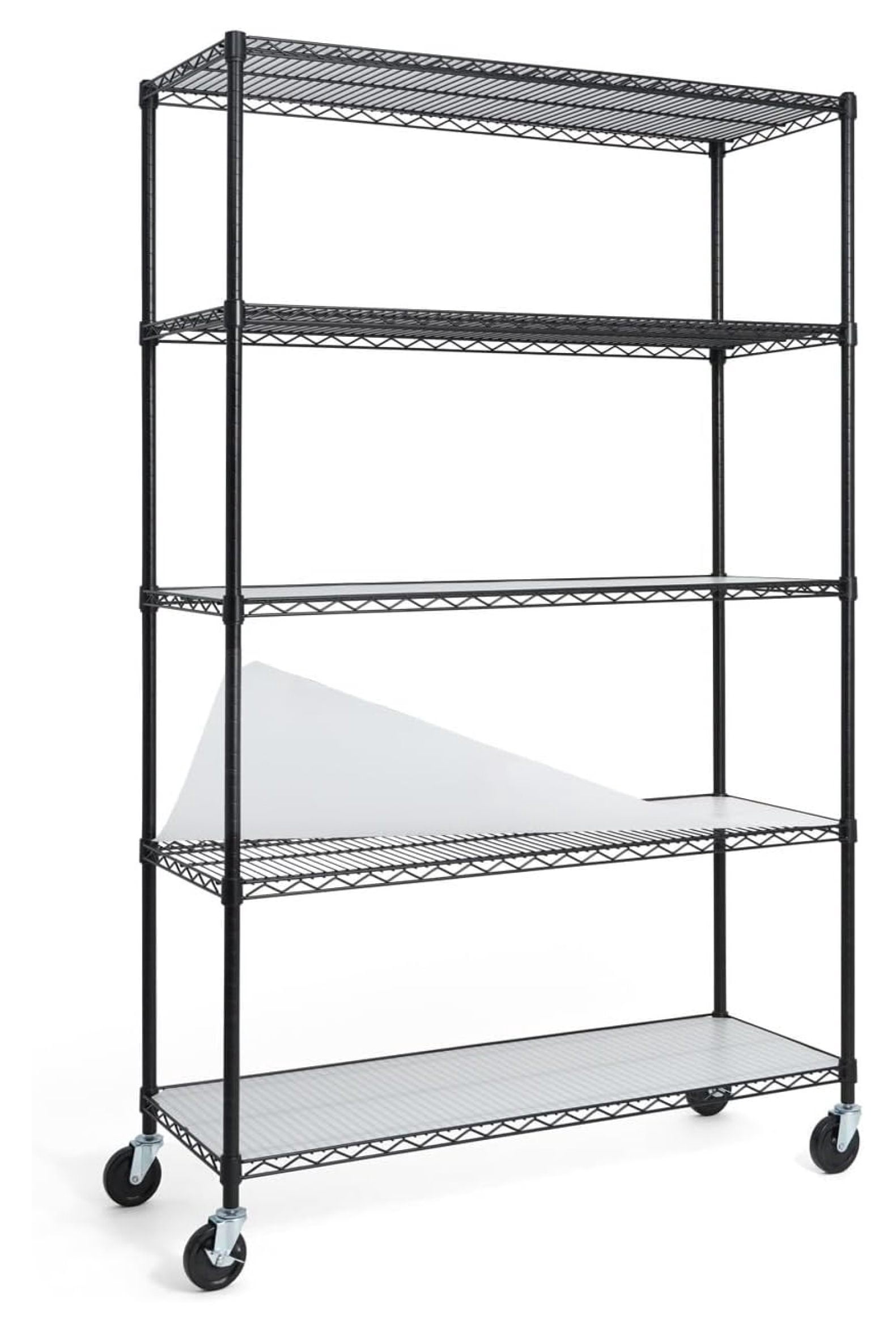 Heavy Duty Wire Shelving w/Wheels, Leveling Feet & Liners, Storage