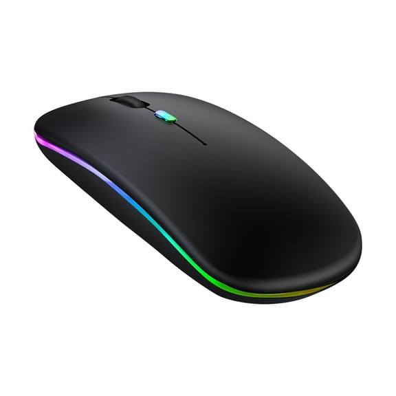 Heavy-Duty Wireless Rechargeable LED Lighted Mouse | Durable Adjustable DPI | Mini Silent Click & RGB | Programmable | The mouse carries LED lights which can emit beaut Black