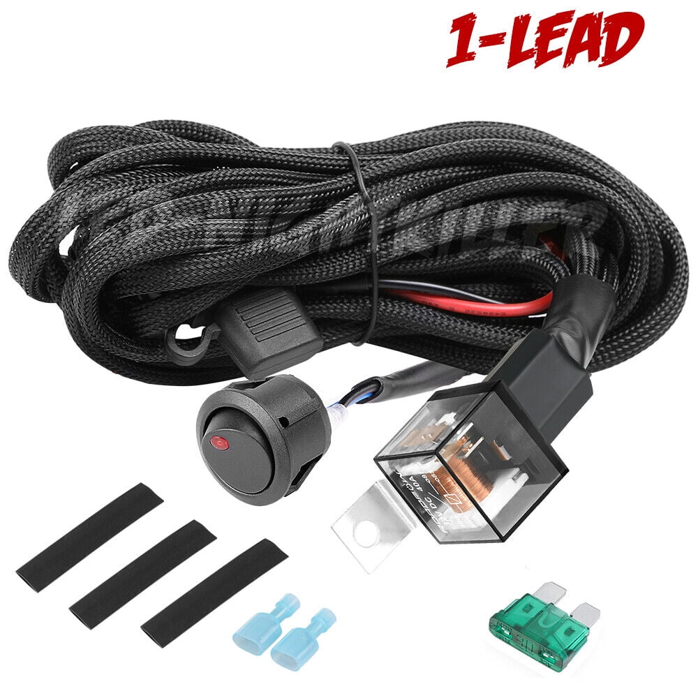 Wiring Harness Kit 1-Lead Rocker Switch 12V 40A Relay OFFROADTOWN For LED Work Light Bar