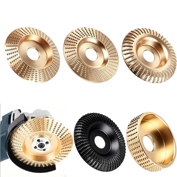 Heavy Duty Wood Carving Disc Set for 4 and 4 Half Inch Angle Grinder, Pro Grade Fast Cut Shaping Wheel Grinding Attachment, 14-Piece Wood Shaping Discs Set (5 Pcs)