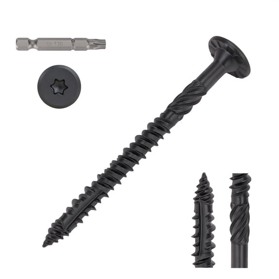 GREOK #14x2-7/8 Inch Structural Wood Screws 100PCS Construction Lag Screws Heavy-Duty Flat Head Black Wood Screws for Timber, Landscaping & Framing, T30 Bit Included, Rust Resistant