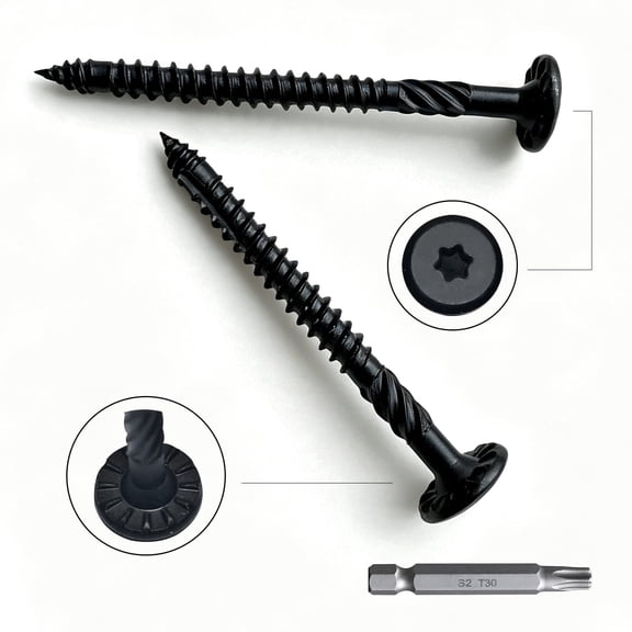 Heavy Duty Wood Screws #14x2-7/8 Inch, Flat Head Exterior Lag Deck Screws 50pcs, Construction Structural Timber Screws for Timber/Log/Landscaping Wood,Rust Resistant Black Coated with T30 Star Bit