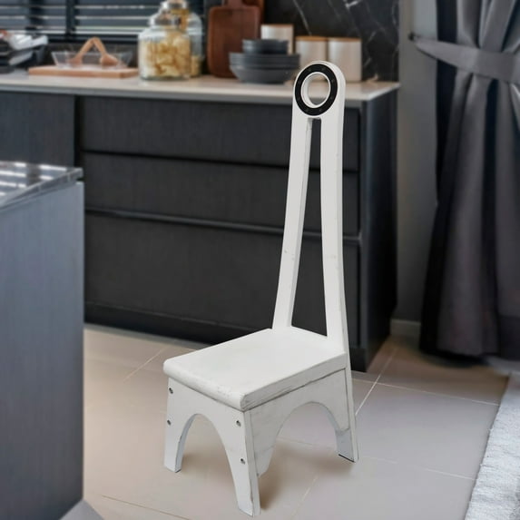 Heavy Duty Wood Step Stool with Handle 32.75"Tall DIY Assembly for Kitchen, Bathroom & Laundry Room, White