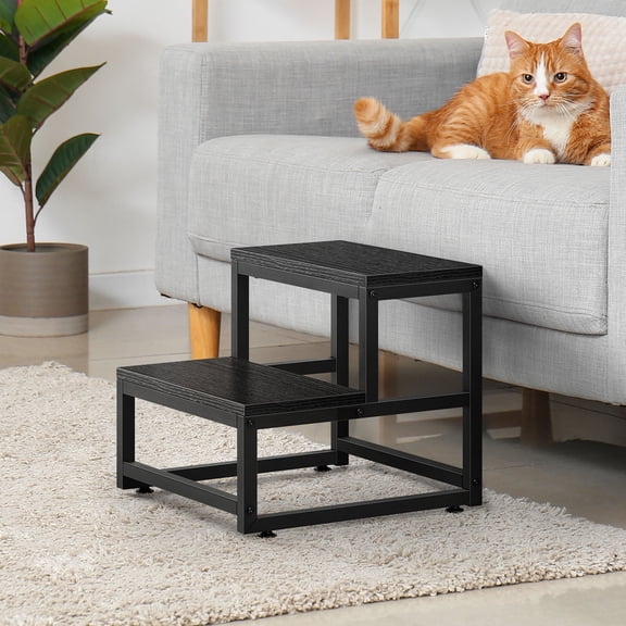 Heavy-Duty Wooden 2-Step Stool  500 lb Capacity, Non-Slip Bed Steps for High Beds, Bathroom, Kitchen, or Office, Compact 15x15x13 Inch