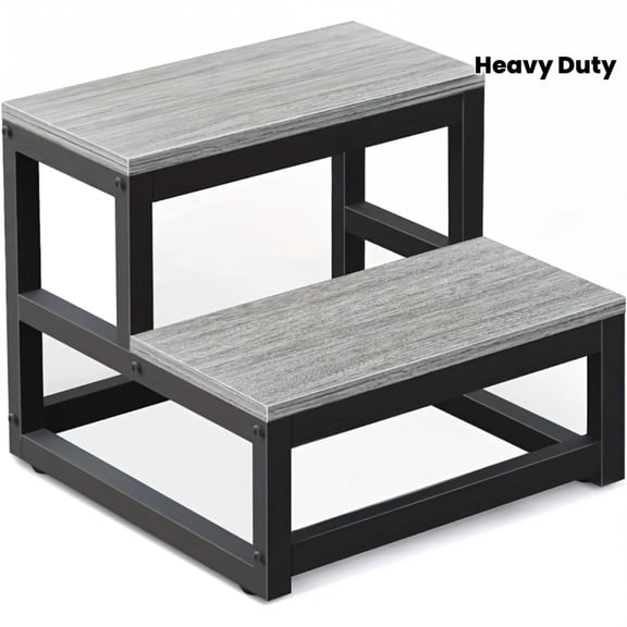 Heavy Duty Wooden 2 Tier Step Stool Multifunctional Portable Ladder for Home Restaurant Bathroom Kitchen School Commercial Use