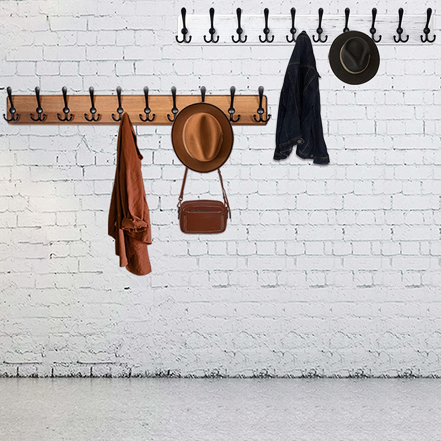 Coat Storage Rails Heavy Duty Wooden Wall Coat Rack, 38.5