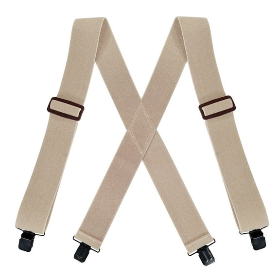 Heavy Duty Work Suspenders For Men Big And Tall 2 Inch Wide Adjustable Khaki Suspenders