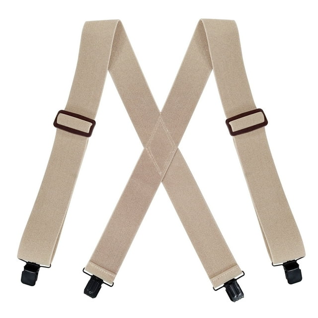 Heavy Duty Work Suspenders For Men Big And Tall 2 Inch Wide Adjustable Khaki Suspenders