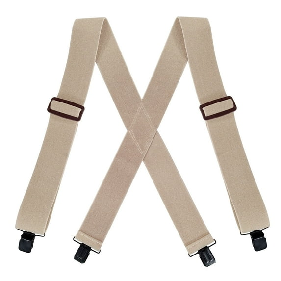 Heavy Duty Work Suspenders For Men Big And Tall 2 Inch Wide Adjustable Khaki Suspenders