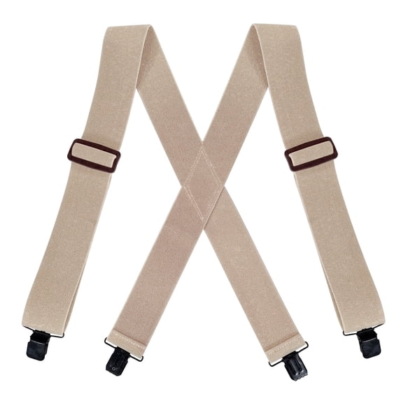 Heavy Duty Work Suspenders For Men Big And Tall 2 Inch Wide Adjustable Khaki Suspenders for Big and Tall