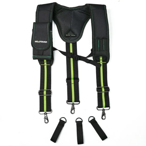 Heavy Duty Work Suspenders Tool Belt Suspenders with 3 Trigger Hook Support Detachable Phone Holder