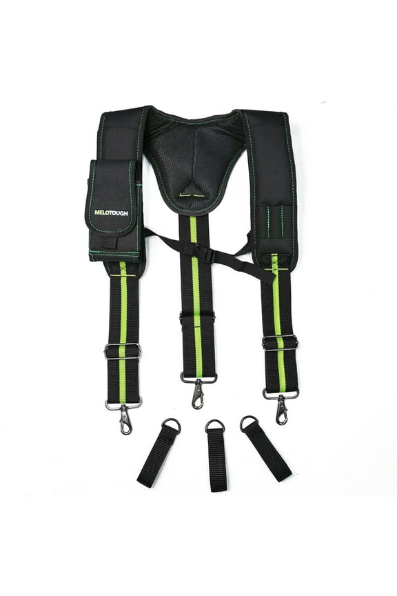 Heavy Duty Work Suspenders Tool Belt Suspenders with 3 Trigger Hook Support Detachable Phone Holder