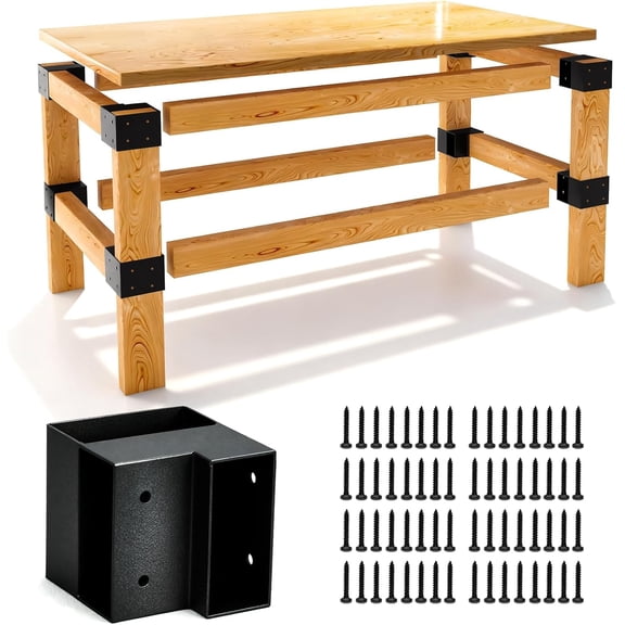 Heavy Duty Workbench Bracket Kit - 3-Way Corner Brackets, 8-Pack Right Angle DIY Workbench Kit for 2x4 Lumber (Actual 1.5"x3.5"), Indoor/Outdoor Shelving, Garage Shelves, Work Table, Planer Stands