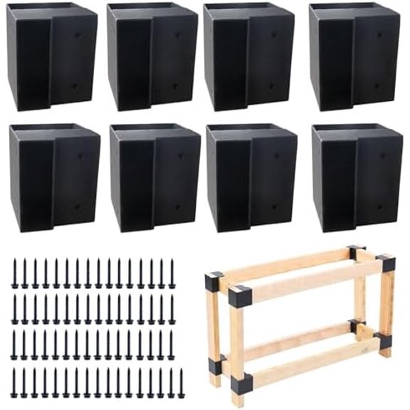Heavy Duty Workbench Bracket Kit - 8 Pacs 3-Way Right Angle Corner Brackets for Workbenches, Work Tables, Garage Shelves, Many Other Wooden Projects$$Hardware