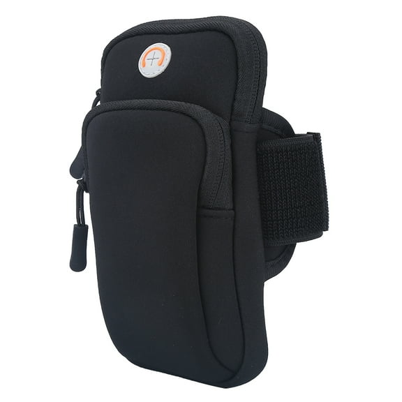Heavy Duty Workout Phone Arm Pouch Black Shockproof Exercise Armband Cover Soft Neoprene Sport Case for Running and Fitness (7 inches / 18.0 cm)